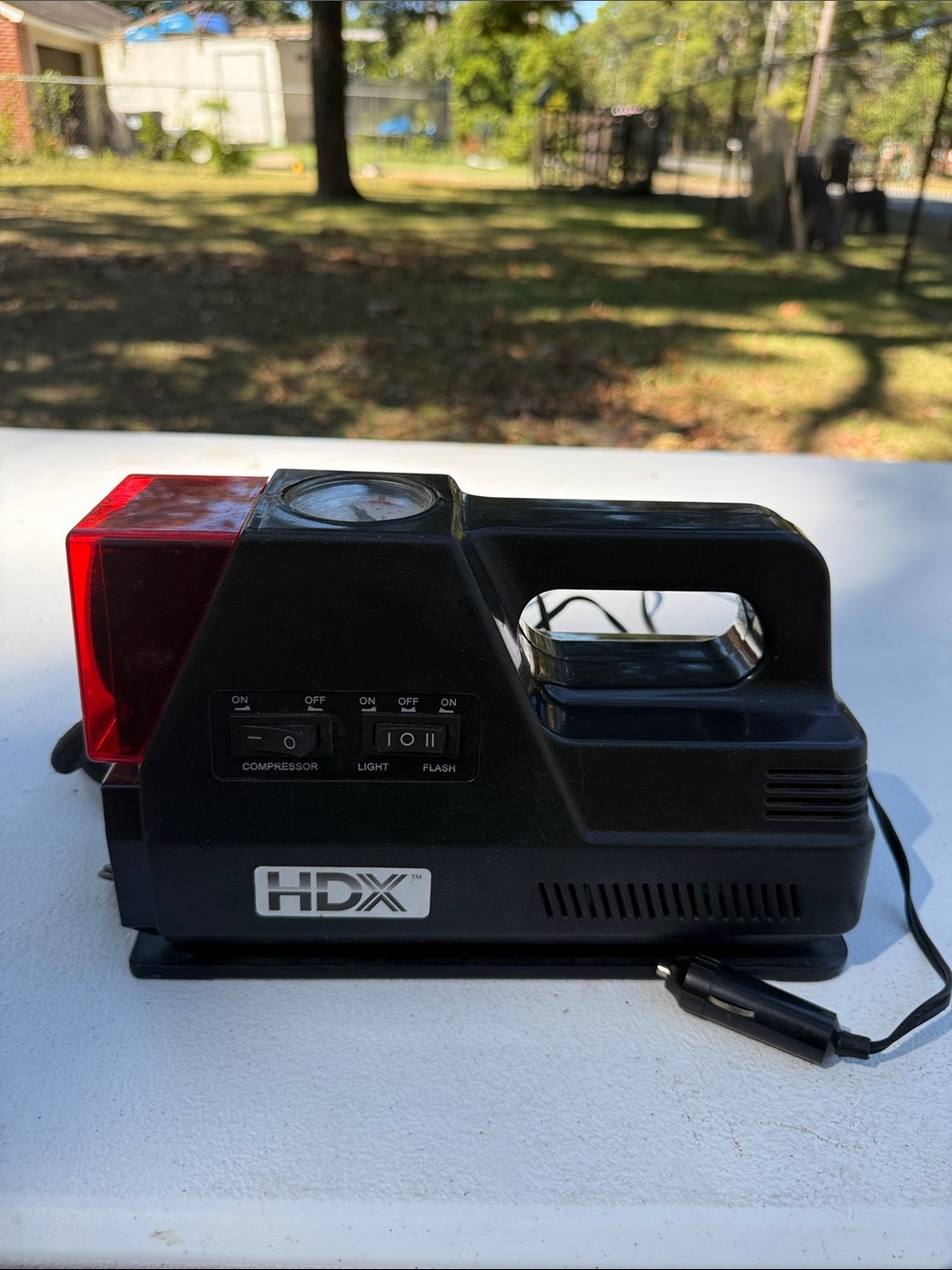 Black Portable Air Compressor with Red Light